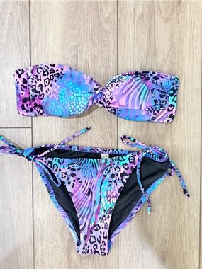 Victoria's Secret Purple Turquoise Pink Animal-Print Bikini
